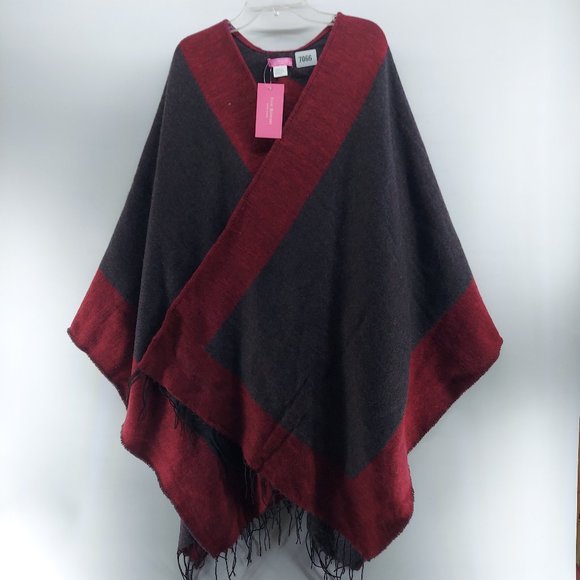 ISAAC Mizrahi  wrap poncho with fringe ends  NWT - Picture 2 of 8